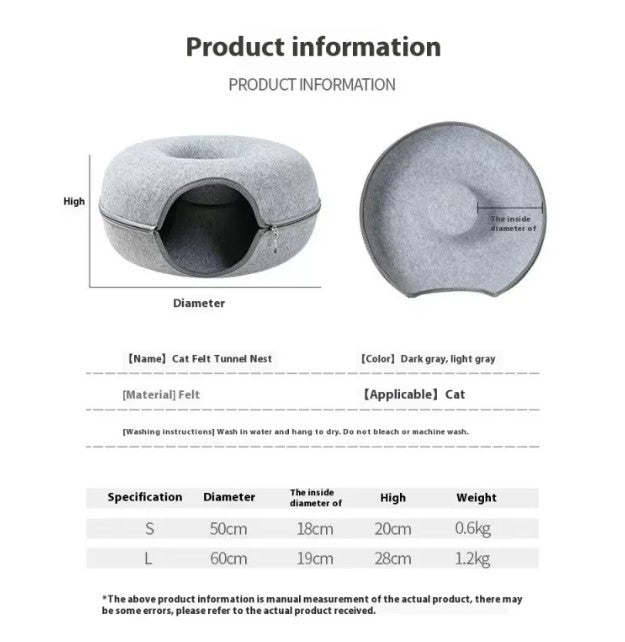 Round Cat Tunnel Bed